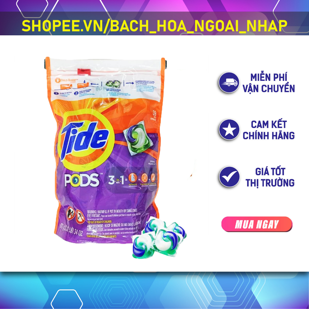 Viên Giặt Tide Pods 39 viên của Mỹ [Mẫu Mới]