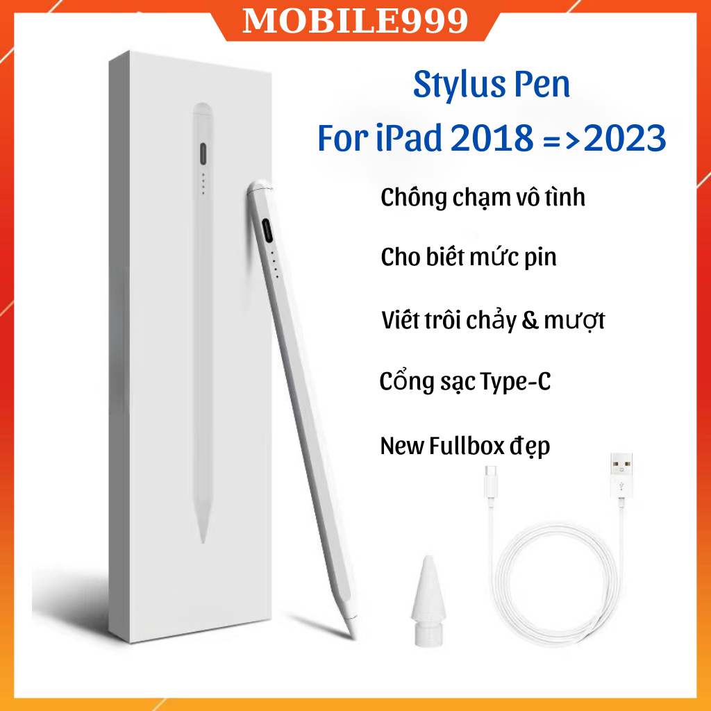 Bút cảm ứng iPad Chống chạm, hiển thị pin cho iPad đời 2018-2023 Gen 6/7/8/9/10/Air 3/4/5/Mini 5/6/Pro11/12.9 -MART CASE