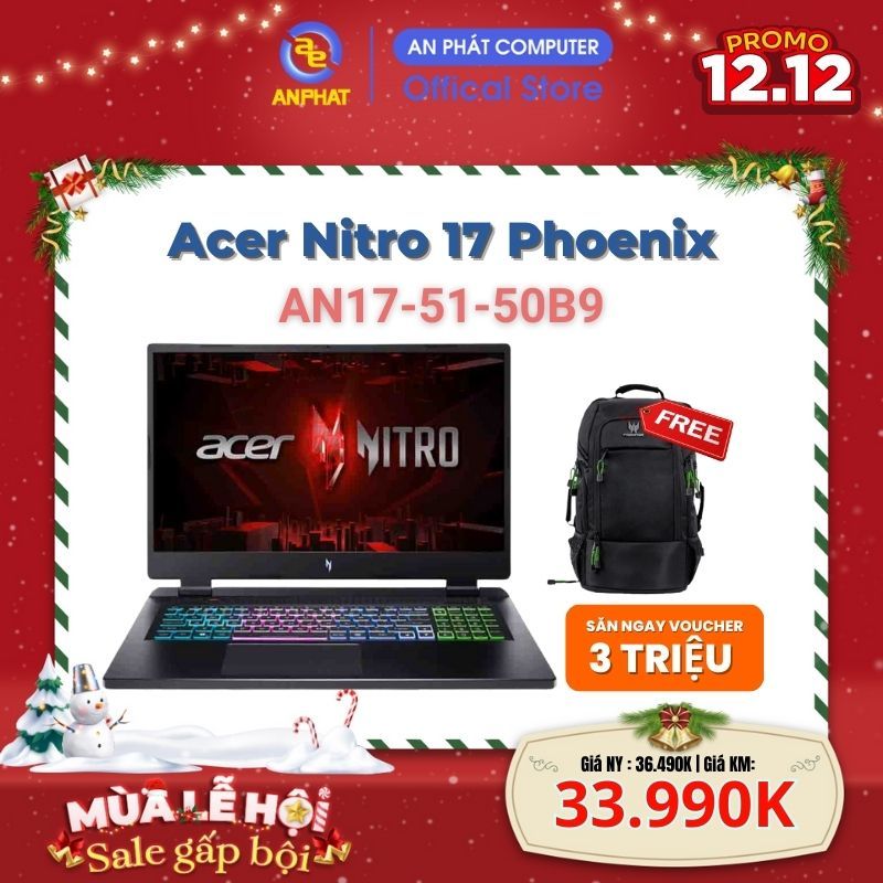 Laptop Acer Nitro 17 Phoenix AN17-51-50B9 (Intel Core i5-13500H | RTX 4050 6GB)