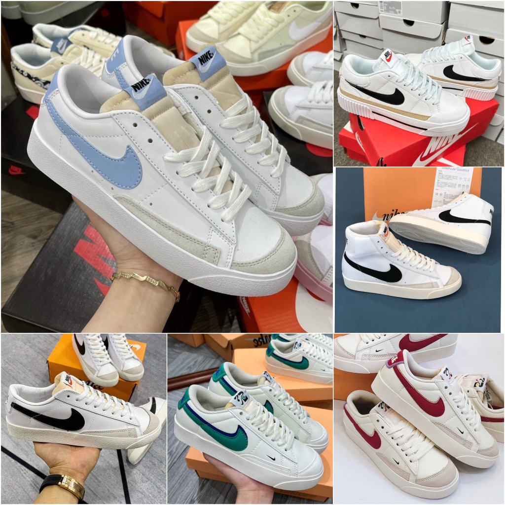 giày Sneaker Blazer Đen Trắng Cổ Thấp Nam Nữ, Giày Thể Thao Blazer low 77 Vintage White Black - NT STORE SNEAKER