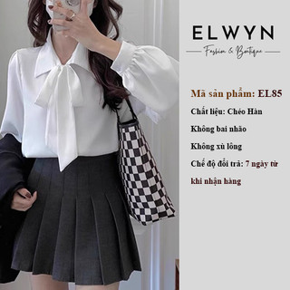 Áo sơ mi nữ dài tay cổ thắt nơ basic dễ phối ELWYN EL85