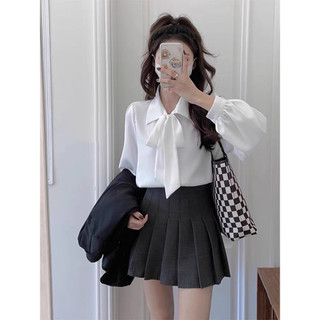 Áo sơ mi nữ dài tay cổ thắt nơ basic dễ phối ELWYN EL85