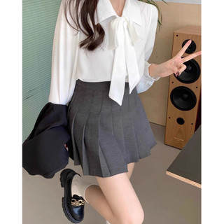 Áo sơ mi nữ dài tay cổ thắt nơ basic dễ phối ELWYN EL85