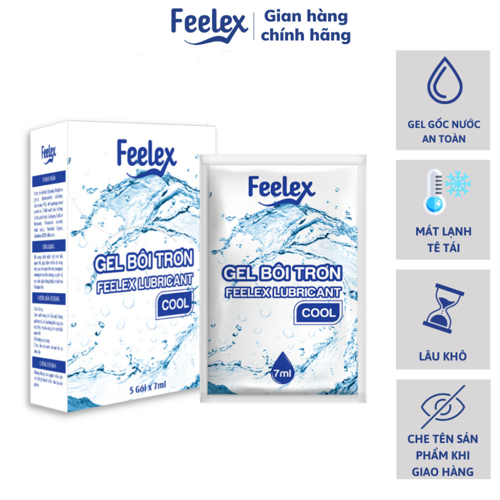 Bộ sản phẩm Gel bôi trơn Feelex trong suốt, mát lạnh, kéo dài thời gian quan hệ cho nam giới