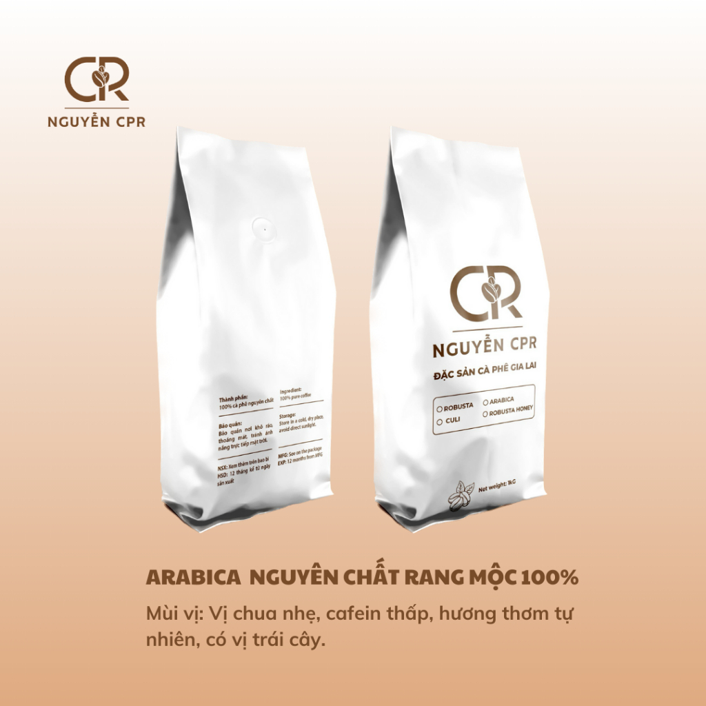 Cà phê Hạt Arabica rang mộc 100% nguyên chất (gói 1000g)