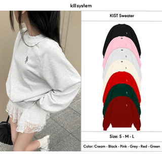 Áo sweater boxy Kill System hình thêu KIST chất vải chân cua