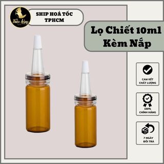 Lọ chiết serum 10ml nút nhọn kèm nắp - dụng cụ spa