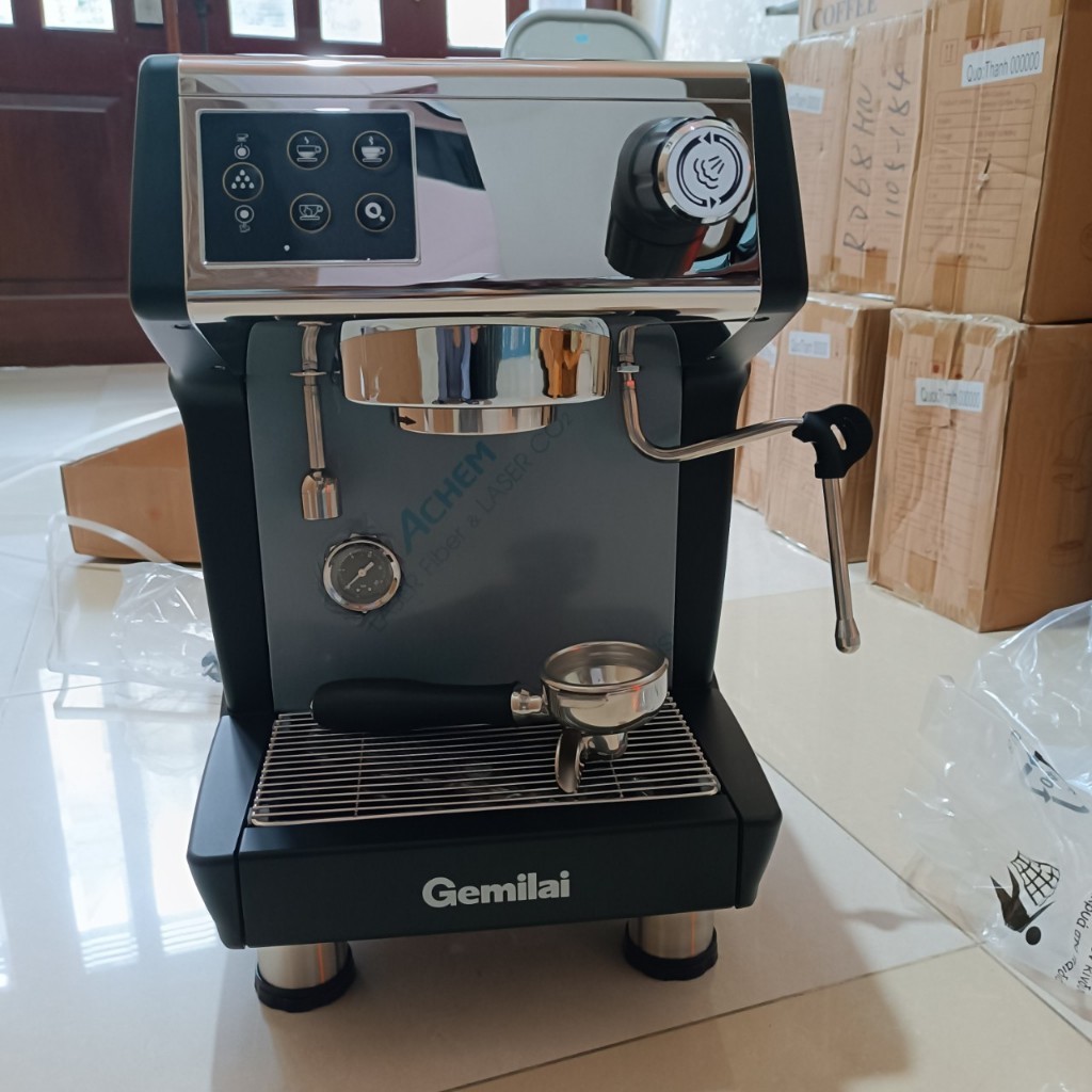 Máy pha cà phê Gemilai CRM 3200B - Chuyên cà phê mang đi Take Away - 3 nồi hơi - có đồng hồ áp