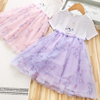 Váy cotton pha ren thỏ hồng / tím cho bé gái A537 - TOPZKIDS