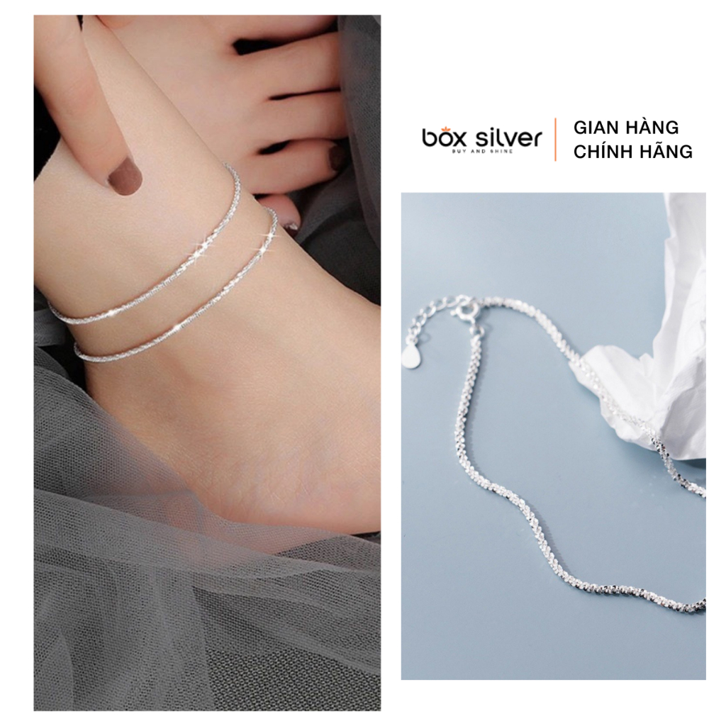 Lắc chân bạc Box Silver xù trơn đơn giản, lấp lánh bạc 925 LC03