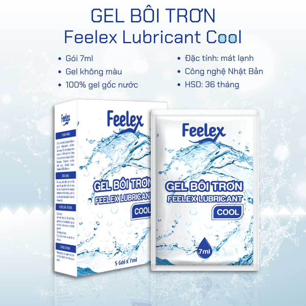 Bộ sản phẩm Gel bôi trơn Feelex trong suốt, mát lạnh