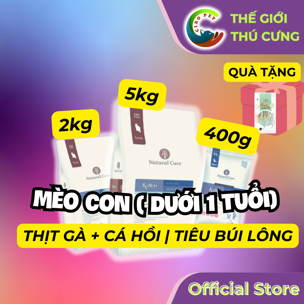 Thức ăn hạt cho mèo con Natural Core C1 Bene Kitten | Phát triển cơ xương toàn diện
