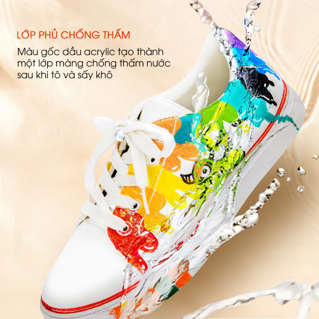 Set 60 Bút màu ACRYLIC Marker ĐẦU NHỌN CHỐNG THẤM NƯỚC Không Bị Nhoè Có Thể Vẽ Lên Vật Nhẵn, lau được khi dính lên tay