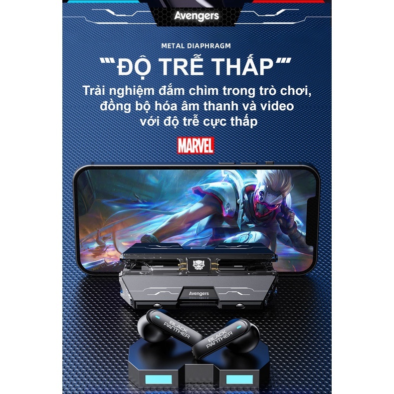 Tai nghe bluetooth gaming BTMV2 độ trễ cực thấp chip Jerry 5.3 mô hình chiến binh Marvel dành cho game thủ - dc5189