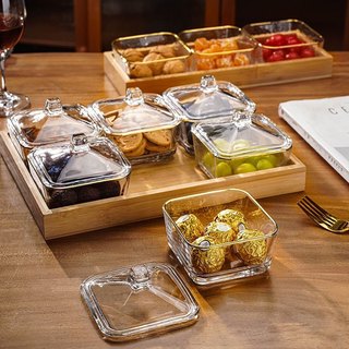 Khay đựng mứt tết ,bánh kẹo thủy tinh 6 hũ kèm nắp thuỷ tinh