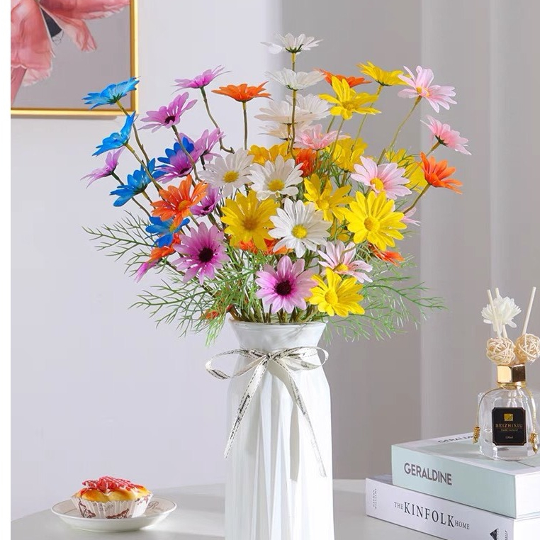Hoa cúc họa mi giả bằng lụa để decor, trang trí nhà cửa, chụp ảnh.