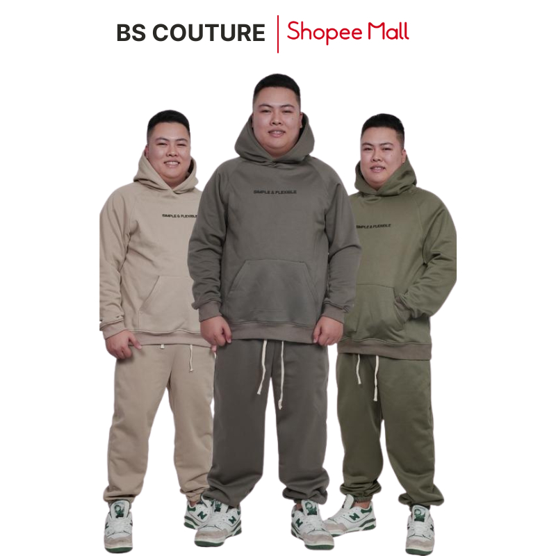Bộ nỉ hoodie thể thao BS COUTURE bigsize cho nam nữ cao cấp dày dặn