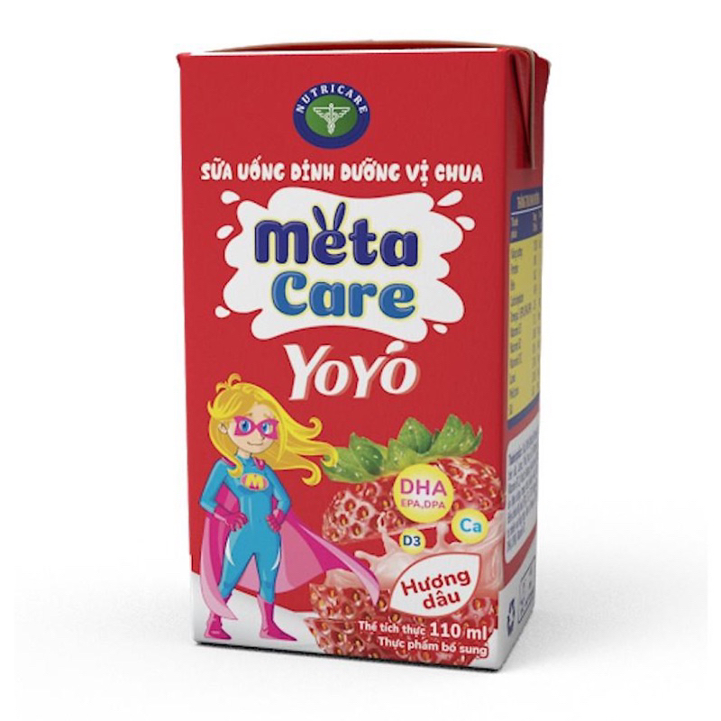 Lốc sữa chua uống dinh dưỡng Nutricare yoyo 4 hộp 110ml(dâu,cam ,nho )