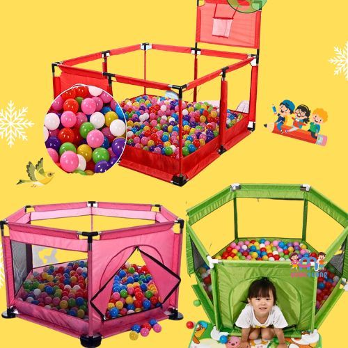 QUÂY BÓNG LỤC GIÁC-QUÂY VUÔNG 2 TRONG 1 CÓ CỬA +10 BÓNG /CAO CẤP CHO BÉ