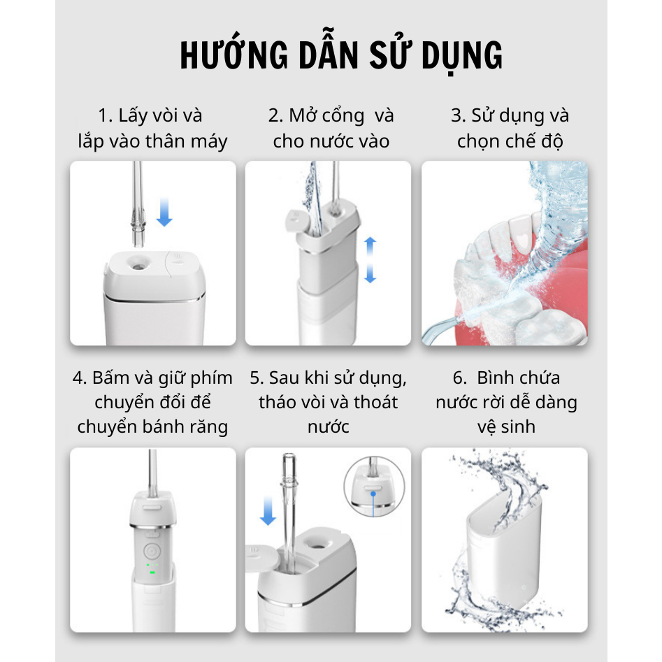 Tăm nước gấp gọn KAW Màn Hình Led 5 Chế Độ Cao Cấp, Dung tích 330ml - BẢO HÀNH CHÍNH HÃNG