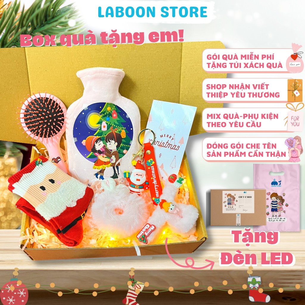 Set quà tặng LABOON kẹp tóc băng đô túi chườm 350ml mix kèm phụ kiện siêu xinh