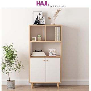 Tủ hồ sơ tích hợp tủ sách đa năng chân gỗ sồi vững chắc hiện đại thương hiệu HAJI - A106