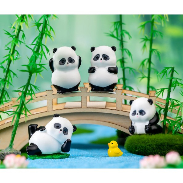 Tượng chú gấu trúc mũm mĩm dễ thương, decor terrarium, trang trí tiểu cảnh