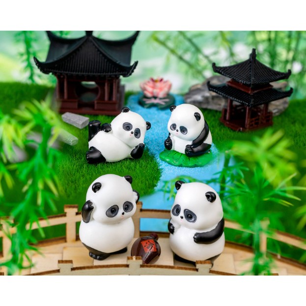 Tượng chú gấu trúc mũm mĩm dễ thương, decor terrarium, trang trí tiểu cảnh