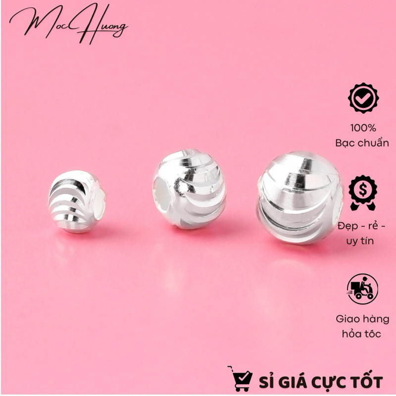 [S925] Set 2 Charm bi phay bạc 4mm - MH948 MOCHUONG JEWELRY