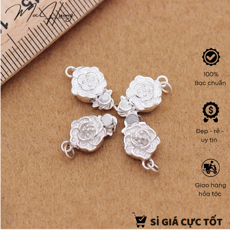 Khóa bạc vòng tay hình bông hoa - MH348