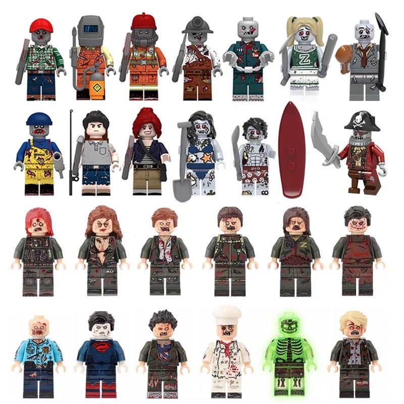 Minifigures Zombie Minigure thây ma xác sống - Đồ chơi lắp ráp xếp hình mô hình minifig nhân vật Mini Zombie Halloween