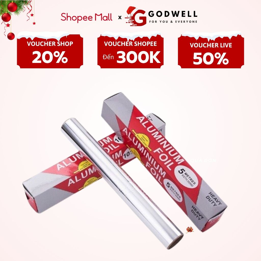 Giấy bạc nướng thực phẩm thức ăn GODWELL 5mx30cm nướng thịt, bảo quản thực phẩm, cá BBQ