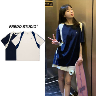 Áo Phông Nam Nữ Unisex Form Rộng 100% Cotton Logo Thêu Retro Hàn Quốc FRD Studio