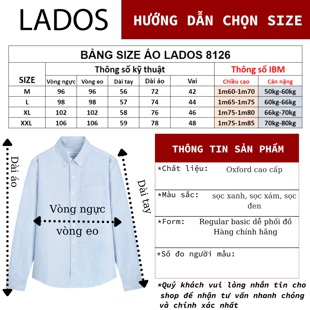 Áo sơ mi nam dài tay kẻ sọc nhí vải oxford cao cấp LADOS-18126 thời trang trẻ trung, có túi, nhiều màu