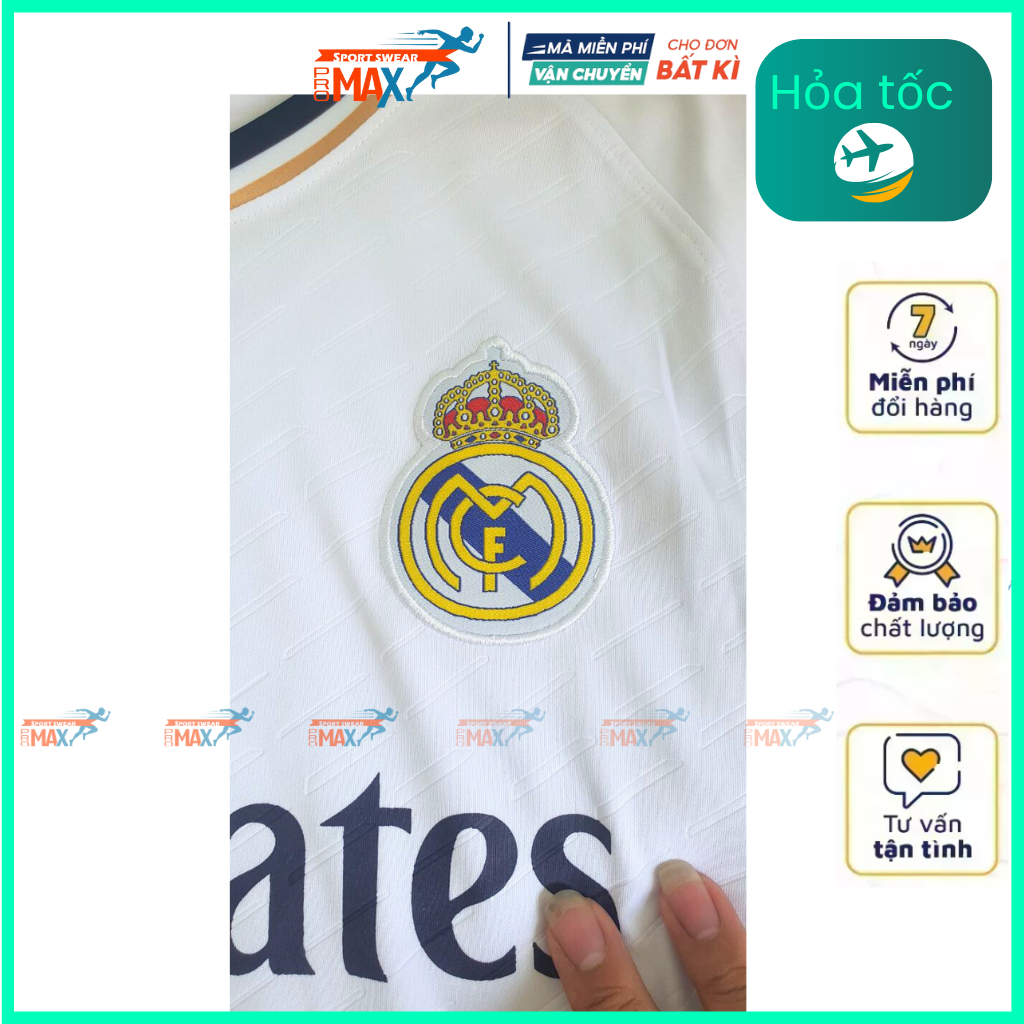 Bộ quần áo bóng đá tay dài REAL MADRID vải thun lạnh không xù đồ đá banh mẫu mới 2023 2024