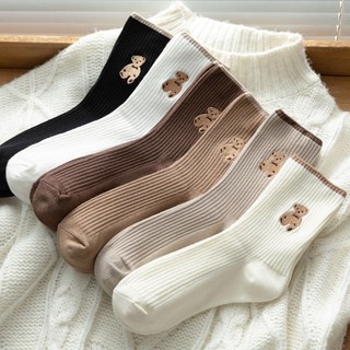 Tất vỡ nữ cổ cao cute phong cách Gấu gân Vintage hàn quốc giống nike chống hôi chân TD21