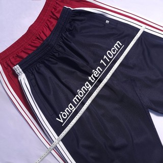 Quần thể dục bigsize nam nữ 3 sọc trắng quần thể thao size to học sinh cấp 1 2 3 ống suông chất vải cào