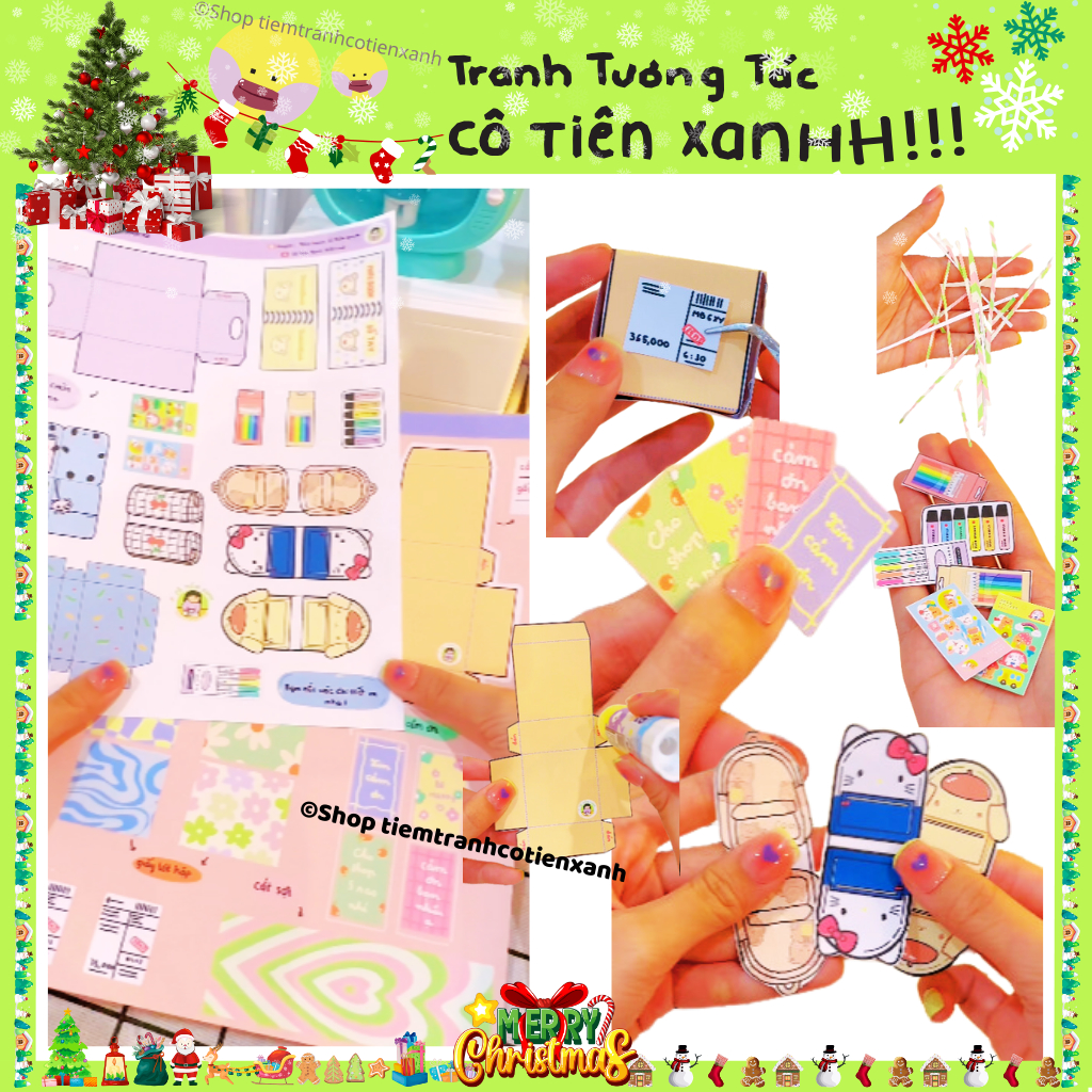 30 bộ Tranh Trương Tác Cô Tiên Xanh Tóp Tóp cho bé, Đồ chơi giấy Tranh Tương Tác