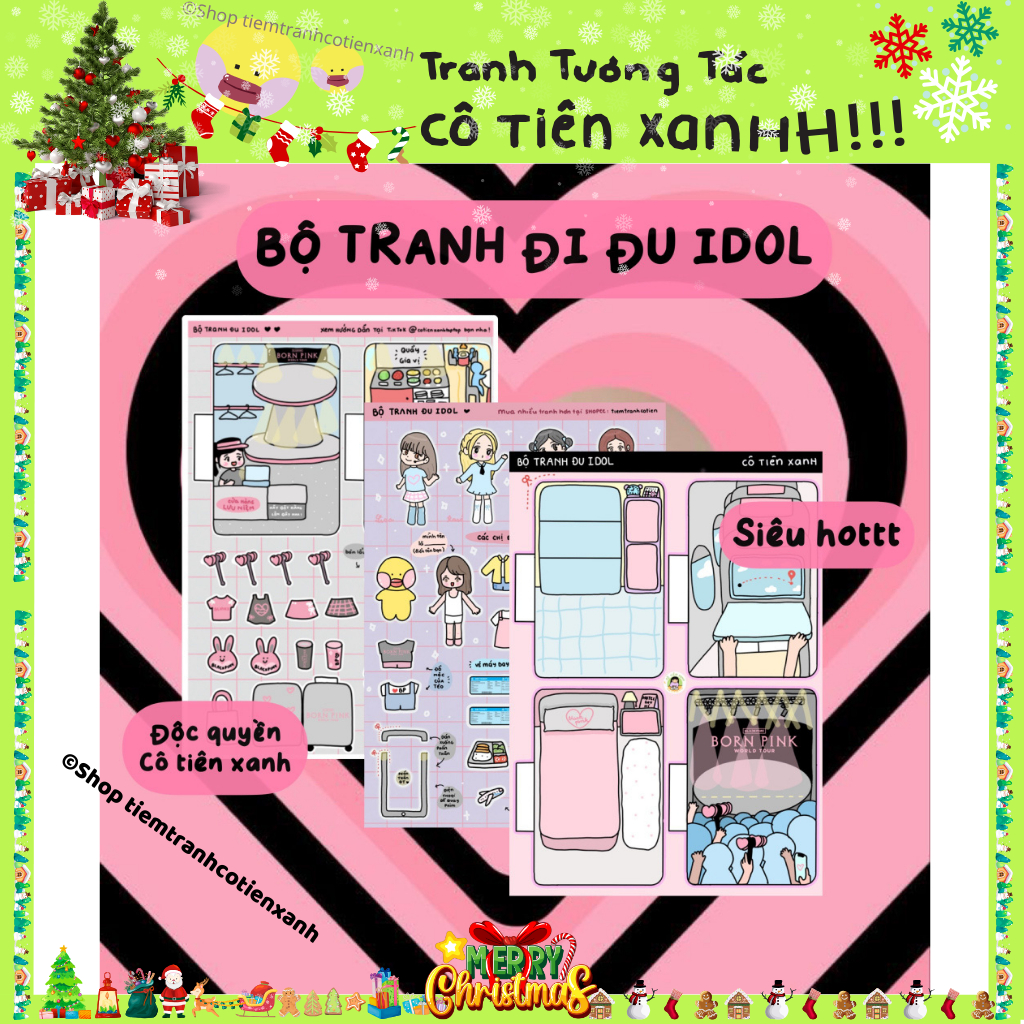 30 bộ Tranh Trương Tác Cô Tiên Xanh Tóp Tóp cho bé, Đồ chơi giấy Tranh Tương Tác
