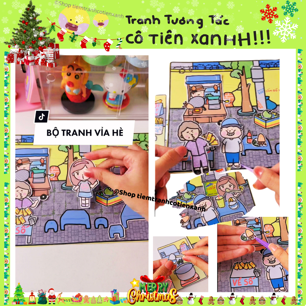 30 bộ Tranh Trương Tác Cô Tiên Xanh Tóp Tóp cho bé, Đồ chơi giấy Tranh Tương Tác