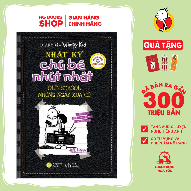 Combo Sách Song Ngữ: Nhật Ký Chú Bé Nhút Nhát - Diary Of A Wimpy Kid tập 1-10. Đã Bán 300 Triệu Bản. Tặng File Audio