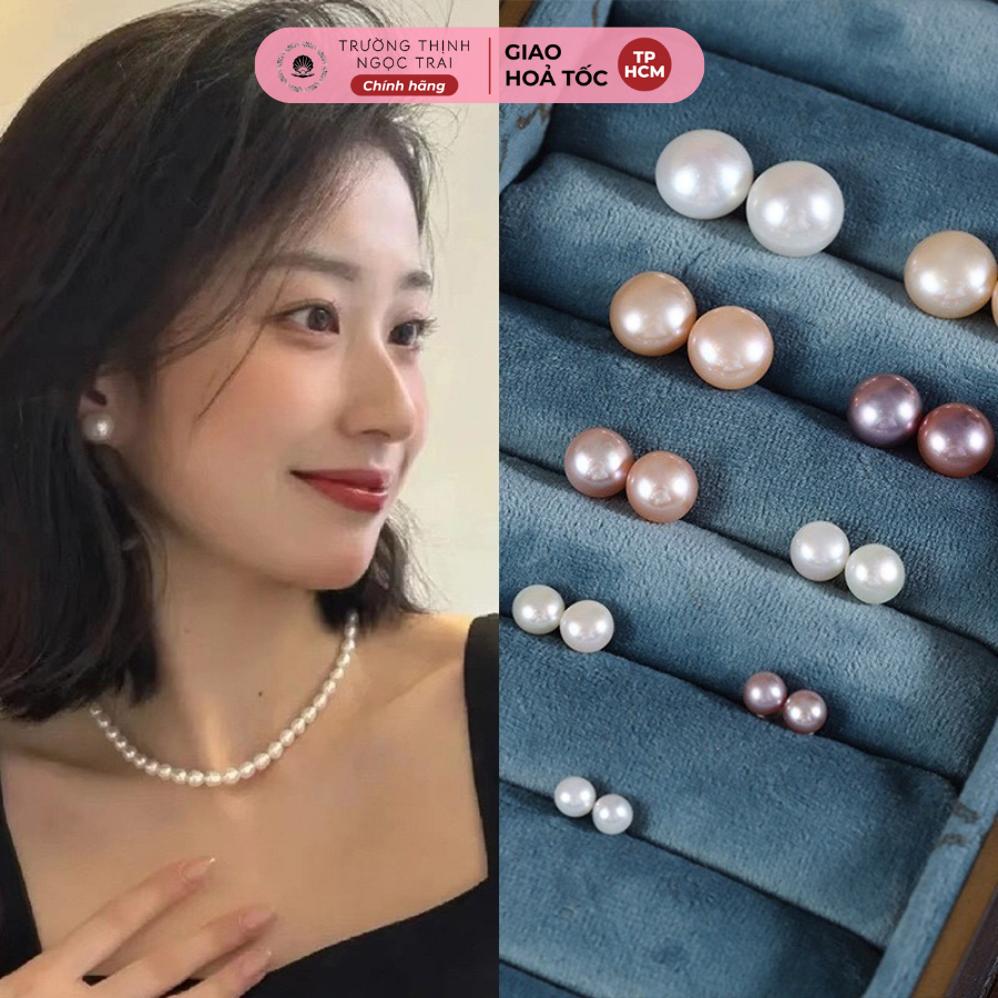 Đôi Bông Tai Nụ Chốt Bạc 8-8.5 ly Xinh Xắn Cho Nàng - Ngọc Trai Trường Thịnh