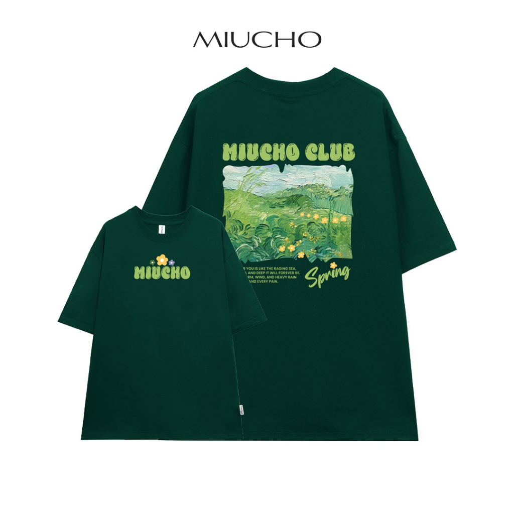Áo thun unisex local brand form rộng ATD713 Miucho cotton cổ tròn in mix