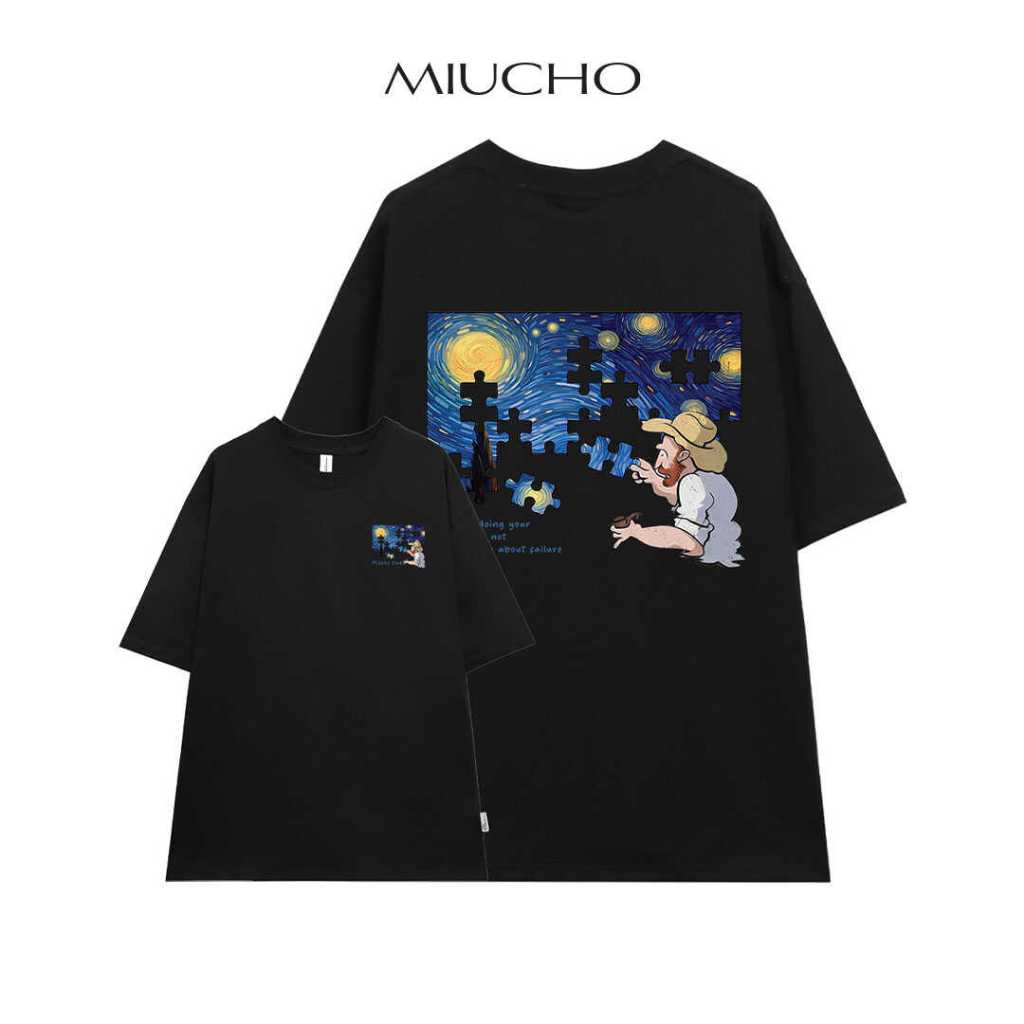 Áo thun unisex local brand form rộng ATD732 Miucho cotton cổ tròn in graphic