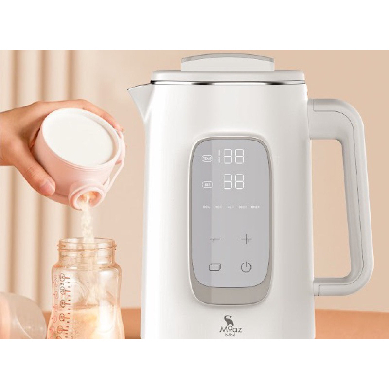 Ấm đun nước giữ nhiệt pha sữa pha trà khử clo moaz bébé moaz bebe mb070 1.5L bảo hành chính hãng 12 tháng