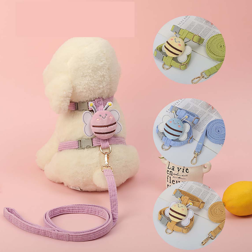 Dây Dắt Mèo Chó Cho Thú Cưng Hình Con Chú Ong Đáng Yêu Đi Dạo Yếm Chó Con Poodle Mèo Lớn Nhỏ To Cái Bull Trưởng Thành