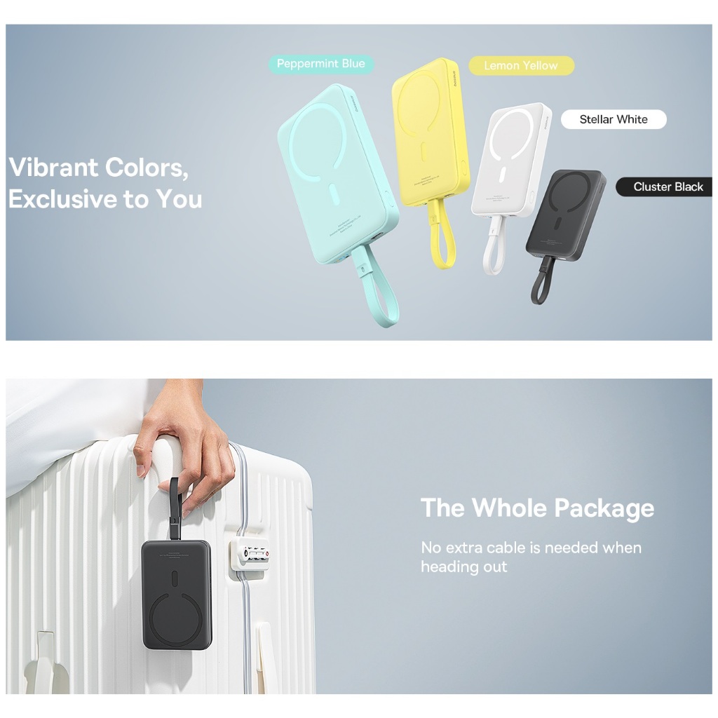 Pin dự phòng không dây nam châm tích hợp cáp type C sạc nhanh PD30W Baseus PPCXM10T