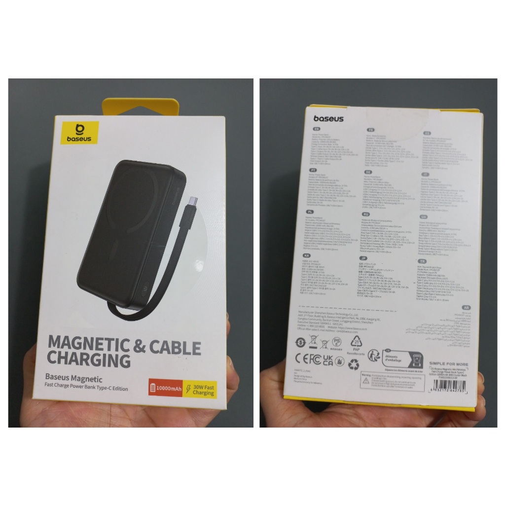 Pin dự phòng không dây nam châm tích hợp cáp type C sạc nhanh PD30W Baseus PPCXM10T