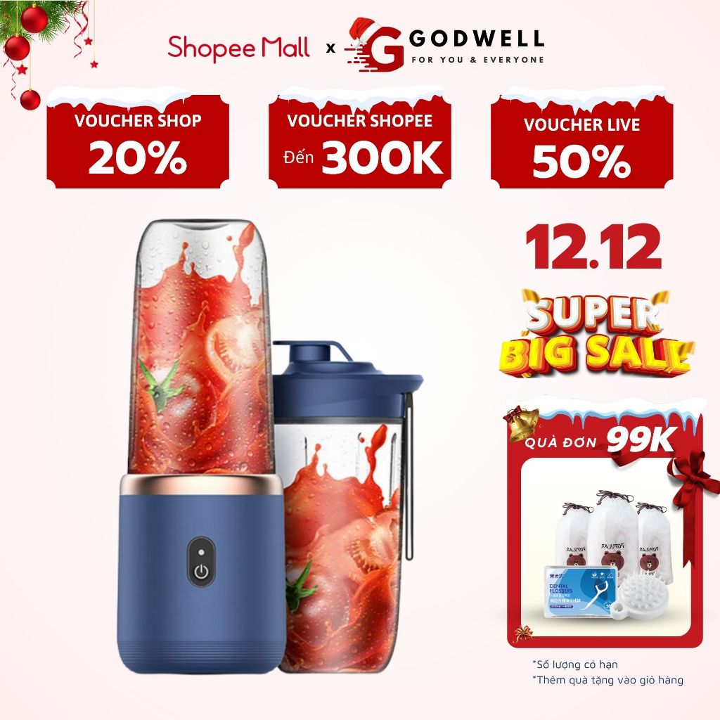 Máy Xay Sinh Tố JUCING CUP 300ML Pin sạc + Cối -GODWELL