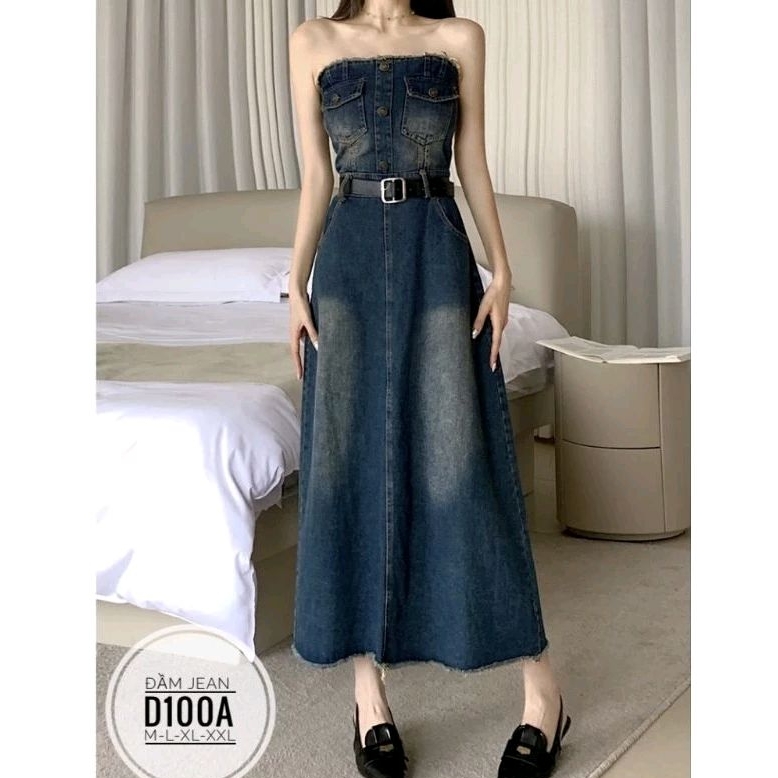 [Hình thật] Đầm jean big size cúp ngực siêu đẹp từ 50kg-90kg (bigsize, to, béo, mập, khủng long)